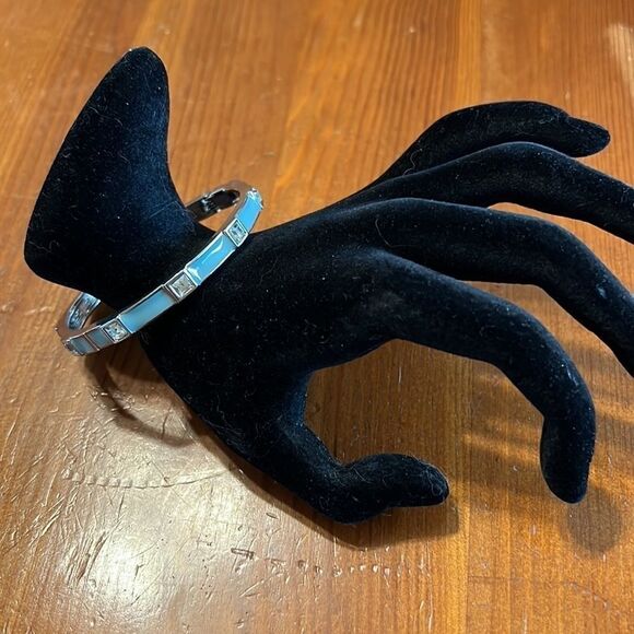 Bundle Sale 3 for $15 | Baby Blue Enamel | Rhinestone Hinge Bracelet - Picture 4 of 10